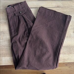 Dark Brown Wide-Leg Trousers
